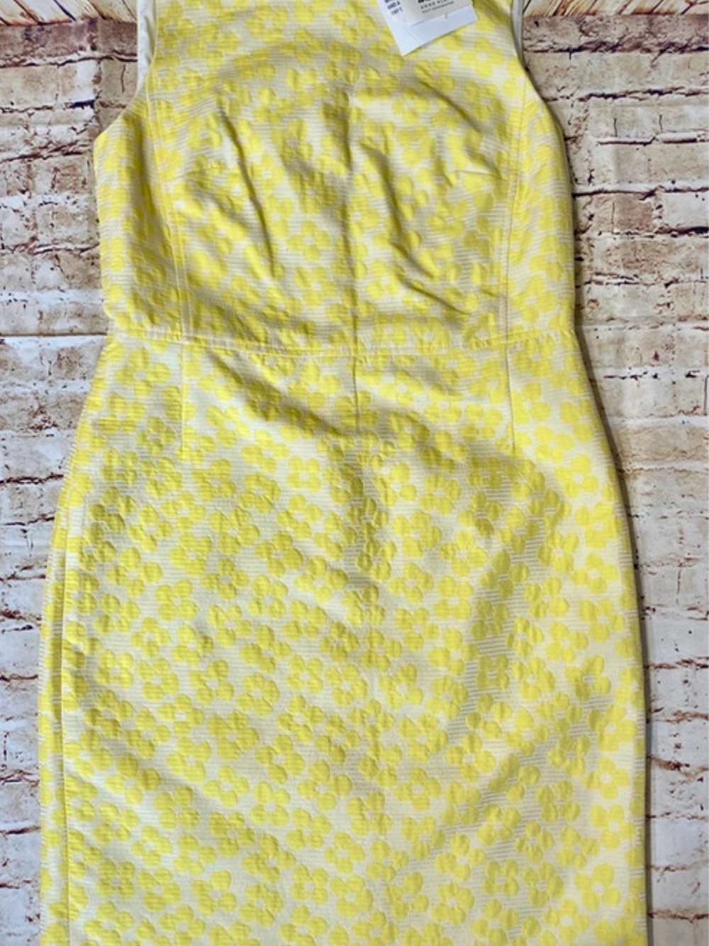 Anne Klein Yellow Floral Jacquard Midi Sheath Dress